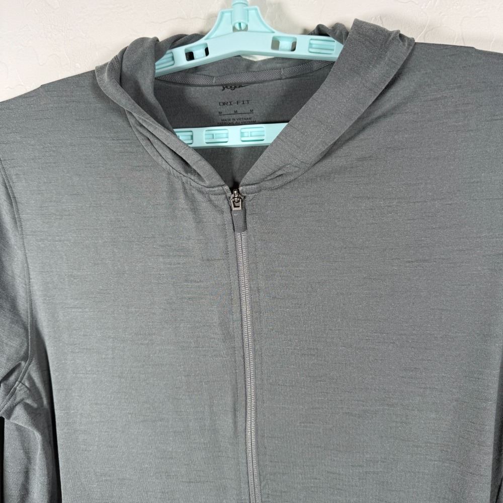 Nike Yoga Jacket Mens Medium Gray Full Zip Hoodie Gym Training Stretch - Picture 2 of 11